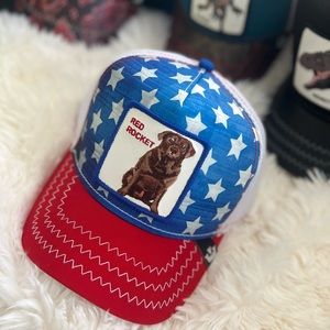 Goorin Bros Bomb Pup Red Rocket The Farm Trucker Hat Limited Edition 4th Of July